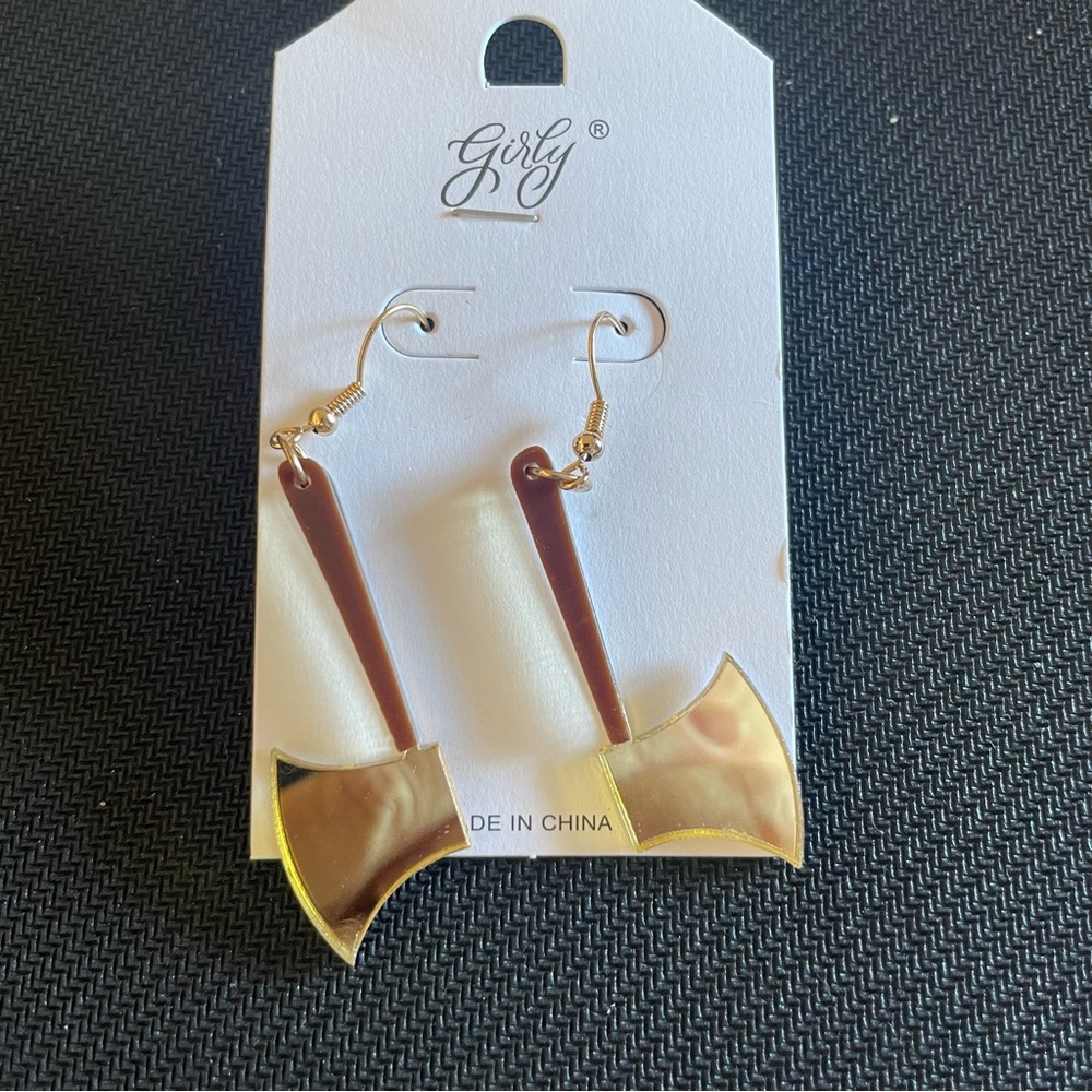 Girly Hatchet Costume Jewelry Earrings